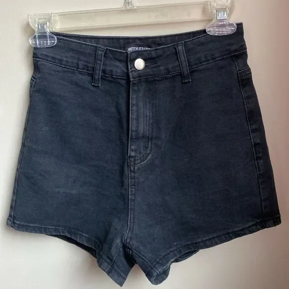 🌼SALE🌼 Petite High Waist Black Denim Disco Shorts - Picture 4 of 8